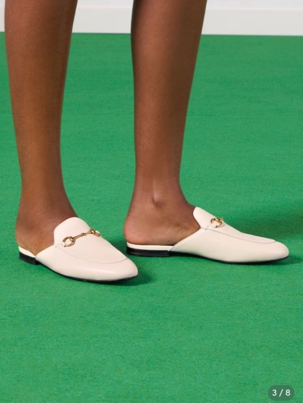 Gucci Cream Leather Slip-On Mules